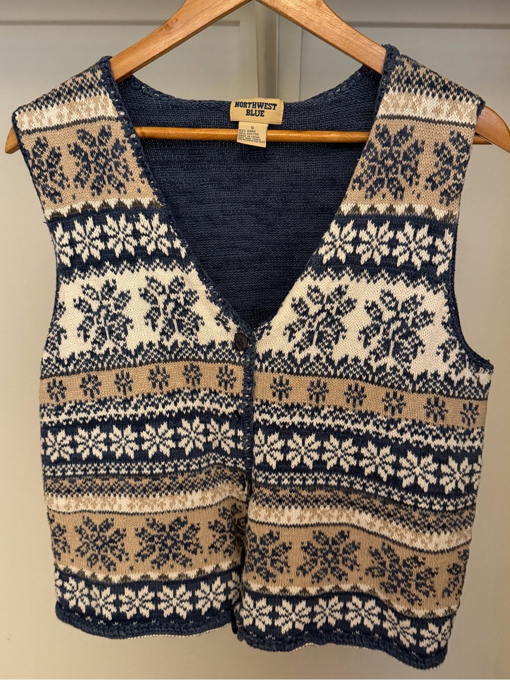 VTG 90s Northwest Blue Fair Isle Knit Sweater Vest Small Grandmacore Cottagecore